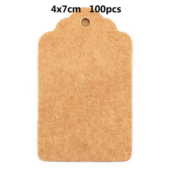 4x7cm 100pcs 50-100 шт. DIY этикетки из крафт-бумаги Винтаж Свадебные Декоративные Бирки гребешок этикетка чемодан Свадебные украшения для столовый Багаж Метки - Цвет: 4x7cm 100pcs