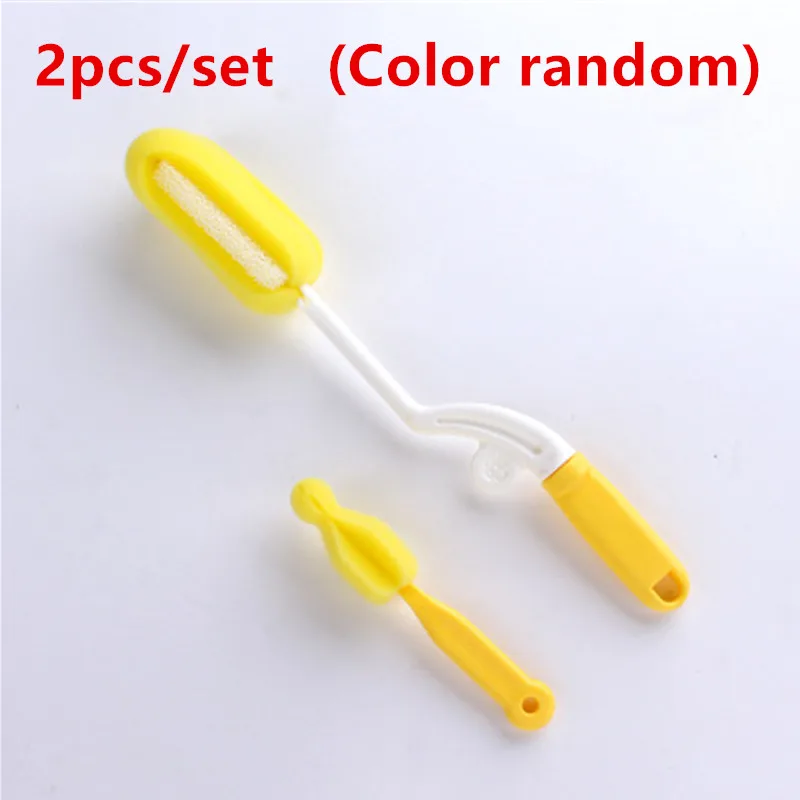 2pcs Color random 5 шт./компл. Детские щетки для бутылочек соска-пустышка щетки для соски молочная бутылочка для кормления щетки губки инструменты бутылка очиститель разные цвета - Цвет: 2pcs Color random
