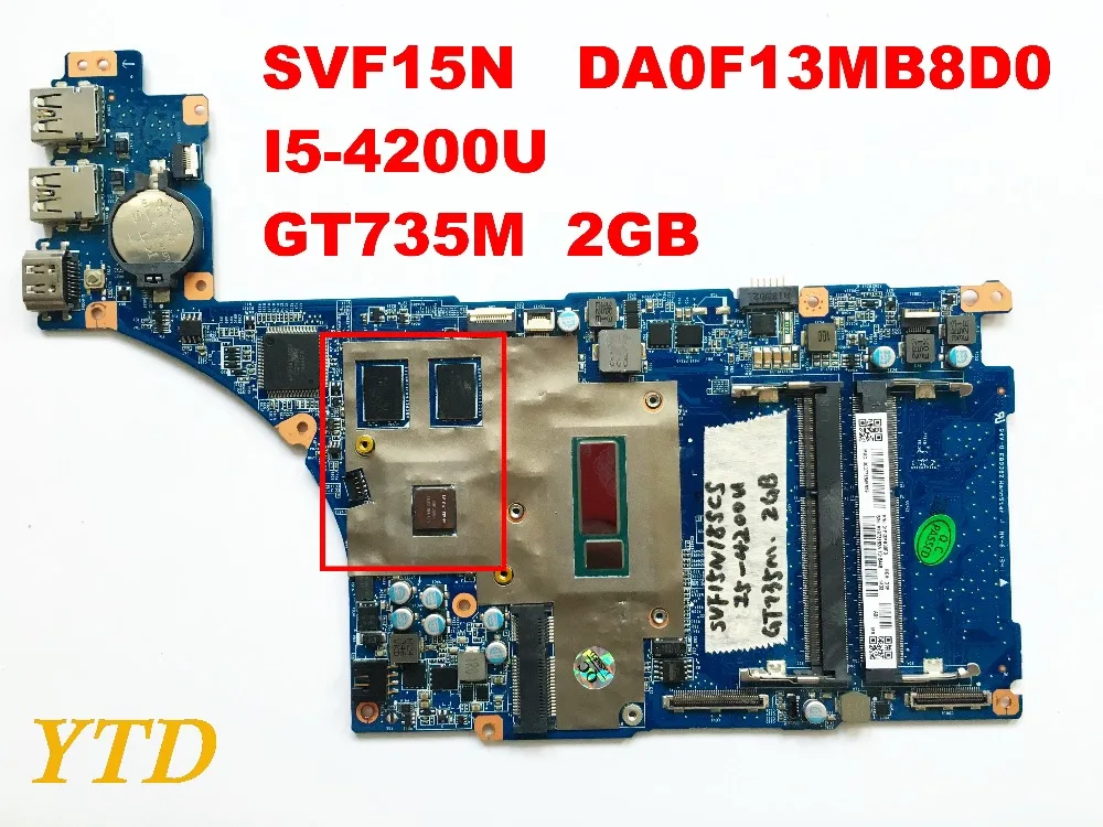 Для Sony SVF15N материнская плата DA0F13MB8D0 I5-4200U GT735M 2 Гб протестированы хорошие разъемы