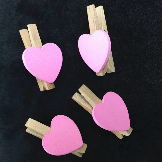 Light pink 20 шт. 30 мм Деревянные прищепки в форме сердца, зажимы для рукоделия, прищепки, свадебные украшения, украшения для скрапбукинга, 12 цветов - Цвет: Light pink
