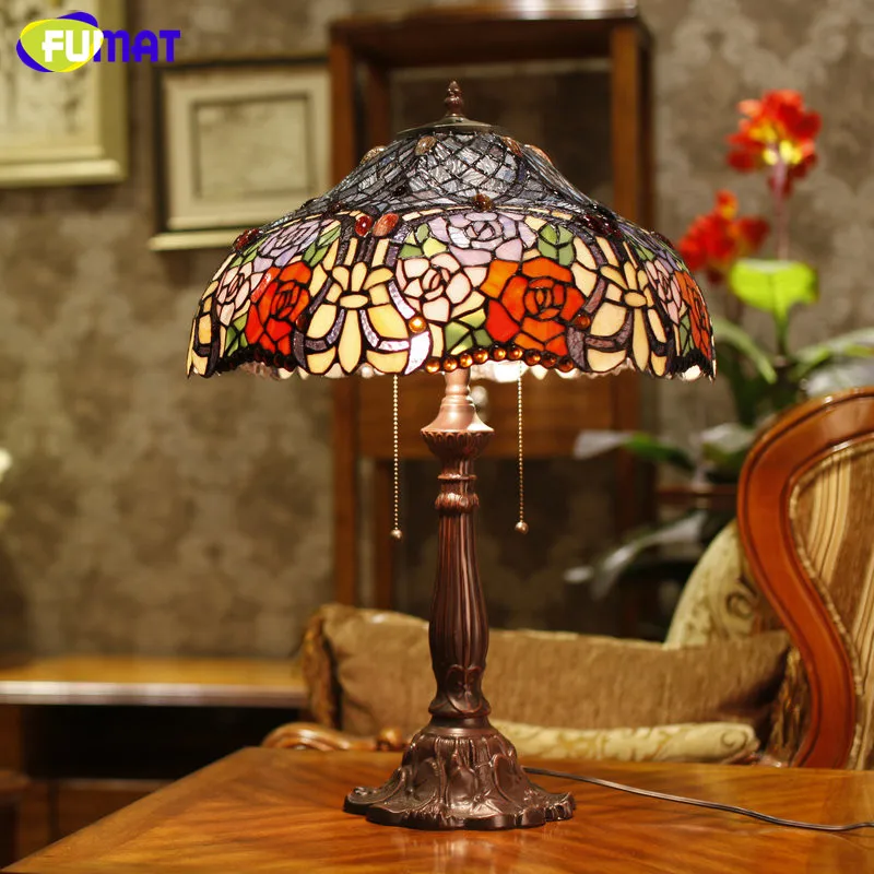 Лампа FUMAT из витражного стекла настольная лампа с розовым оттенком прикроватная