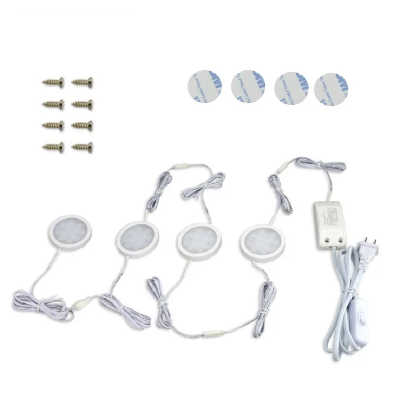 4 PCS 3/4 шт. связываемая светодиодная подсветка под шкаф 12V Освещение для кухни с выключателем лампы дневного света дома счетчик витрина, декоративные лампы - Цвет: 4 PCS