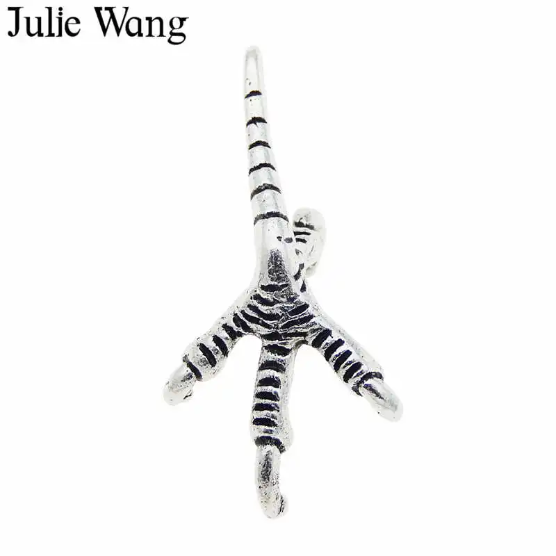 Julie Wang 10 шт. Орлан цвет под старину серебро птица коготь сплав серьги браслет
