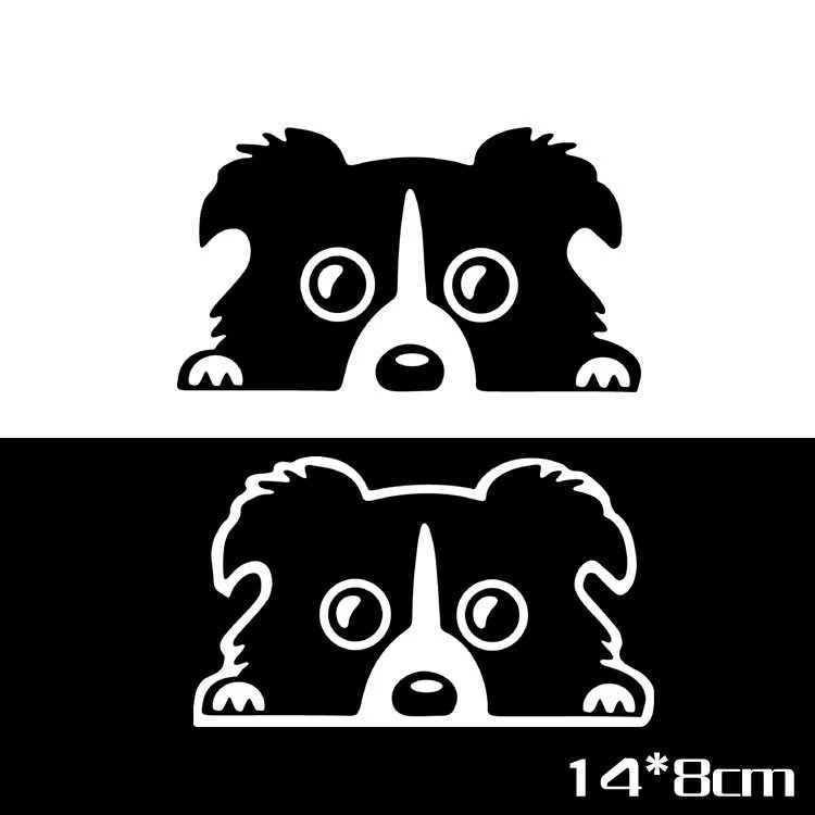 1 шт. 14*8 см 2019 Новый дизайн забавные наклейки для автомобиля Peeking Border Collie Dog