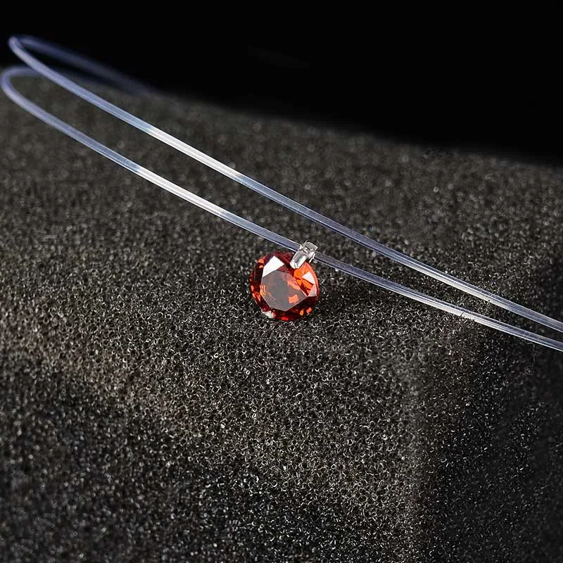 QCOOLJLY серебряное ослепительное циркониевое ожерелье и невидимая прозрачная леска простая подвеска ожерелье ювелирные изделия для женщин
