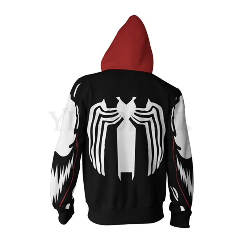 Мужские и женские толстовки на молнии Venom Spiderman 3d принт с капюшоном куртка Mravel 4 фильм анти-свитшот с героем уличная одежда костюм