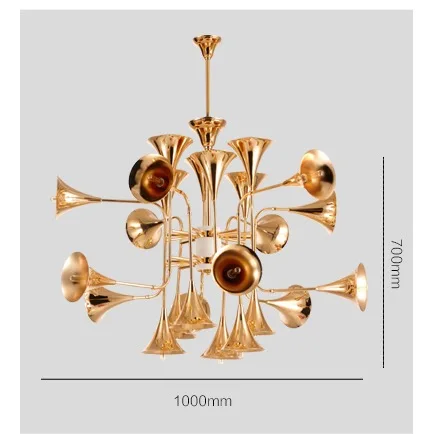 Постмодернистское освещение итальянская люстра в форме трубы/рога Золотая