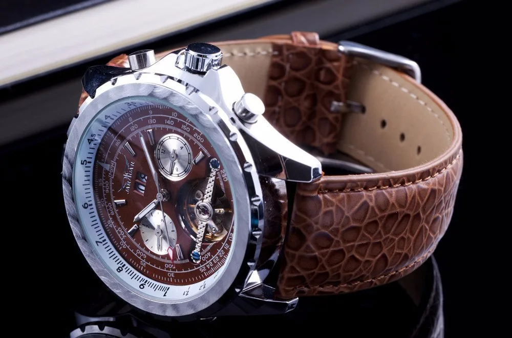 masculino Мода Элитный бренд Jaragar механические Для мужчин Часы Тахометр Tourbillon Автоматическая Дата циферблат Reloj Hombre