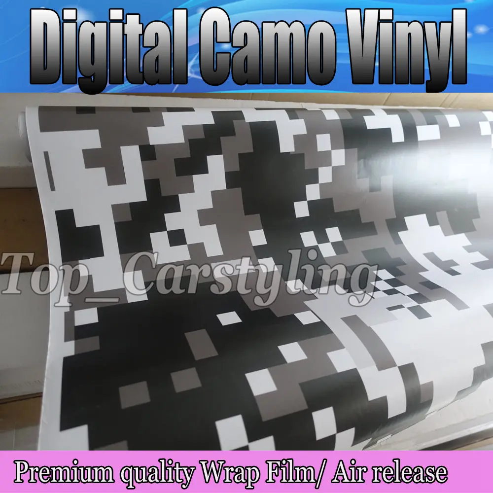 Цифровой Белый Черный Тигр камуфляжная виниловая пленка без пузырей