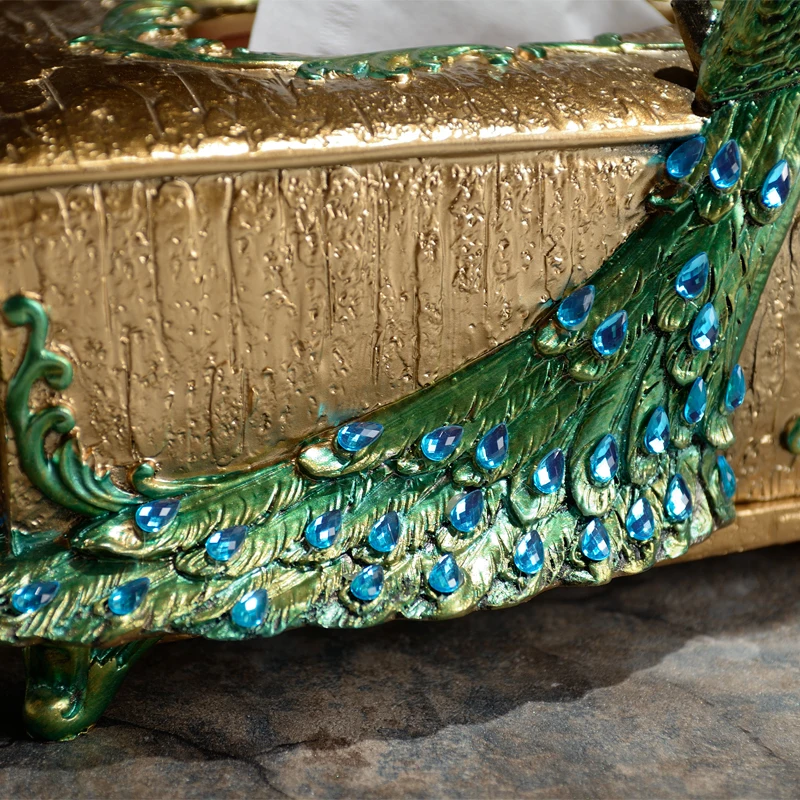 

European style living room decoration table resin box of modern Chinese Peacock Home Furnishing jewelry box