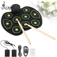 slade portable electronic 9 pads roll up silicone drum with drumsticks and sustain pedal children students practice drum