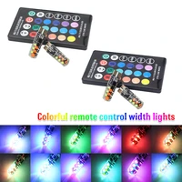4pcs t10 w5w led cob rgb led bulb with remote control silicone shell strobe flash multi colorful mode auto driving lights wedge