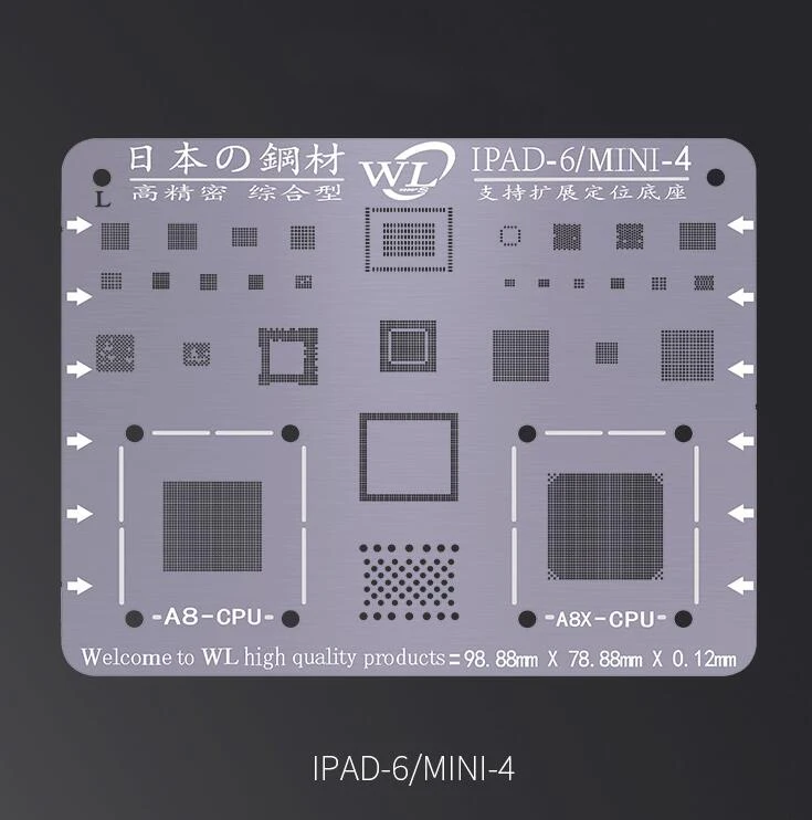 For iPad 6 mini 4 Jyrkior для iPhone 6s 7 7 Plus 8 8 Plus X XS MAX XR iPad Air Mini Pro 12,9 завод Оловянная стальная сетка BGA трафареты - Цвет: For iPad 6 mini 4