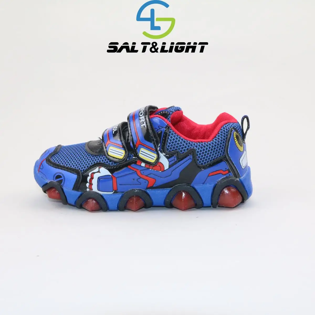 Детская спортивная обувь JUSTSL с рисунком Железного человека модные блестящие