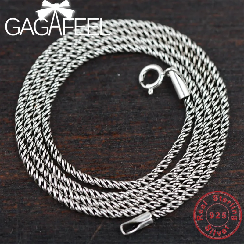 GAGAFEEL настоящие 925 пробы серебряные цепочки ожерелья для женщин тайские серебряные ювелирные изделия Аксессуары 18-20 дюймов