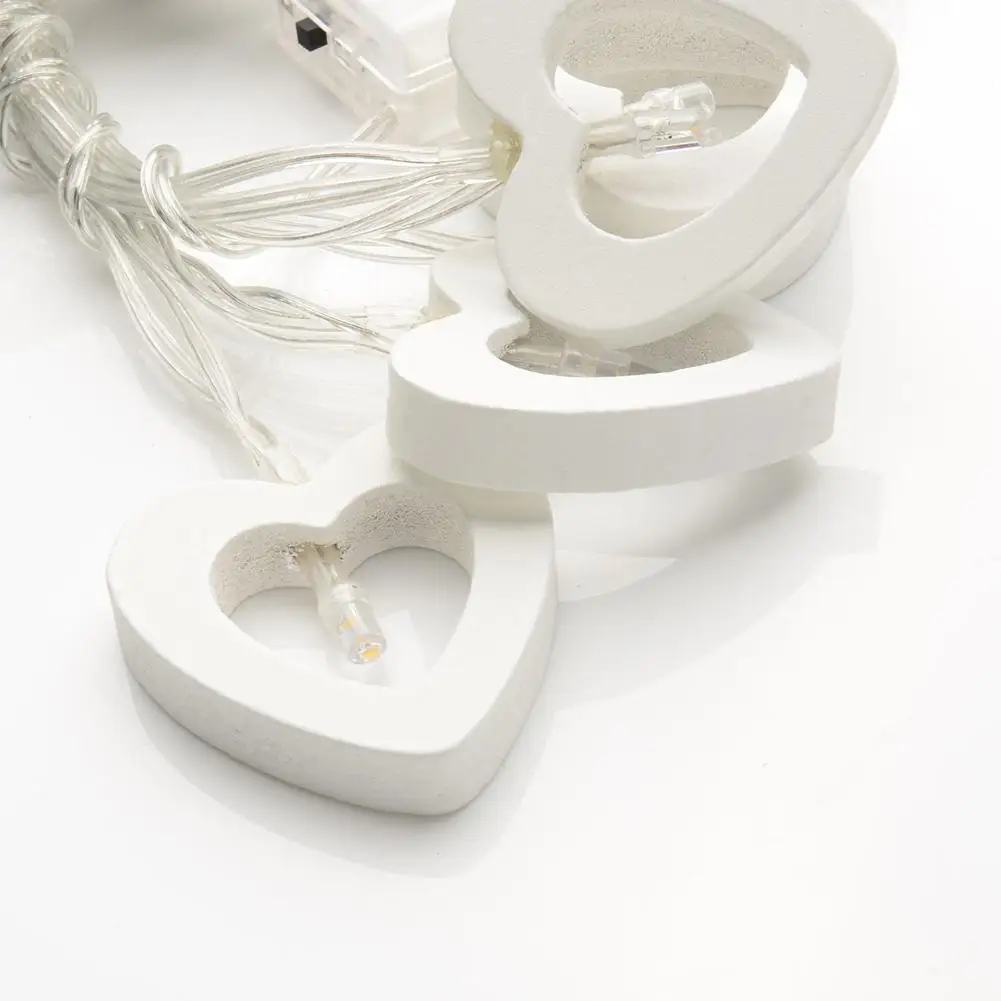 Новое поступление 10 LED теплая белая деревянная лампа в форме сердца для вечеринки