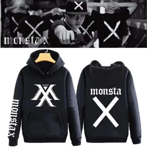 MONSTA X пальто в стиле K-POP осень-зима мужские и женские толстовки Корейском
