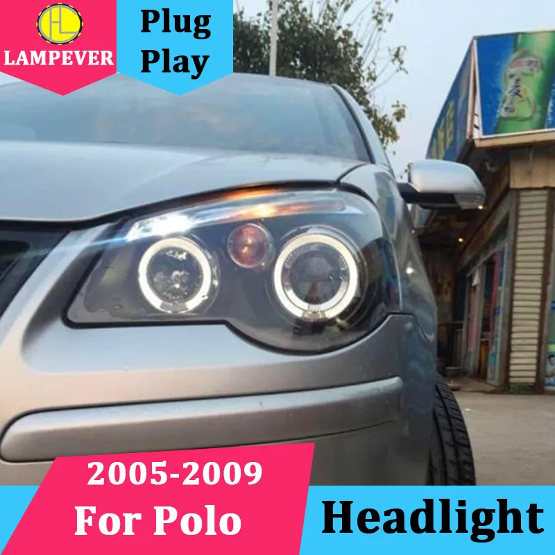 Автомобильные фары для VW Old polo 2005 2006 2007 2008 2009 Polo светодиодный ангельские глазки DRL