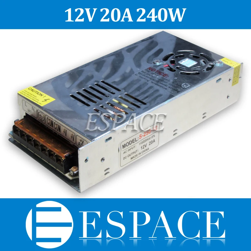 2 шт./лот 240W 12V 20A переключатель мощности адаптер питания Светодиодные полосы
