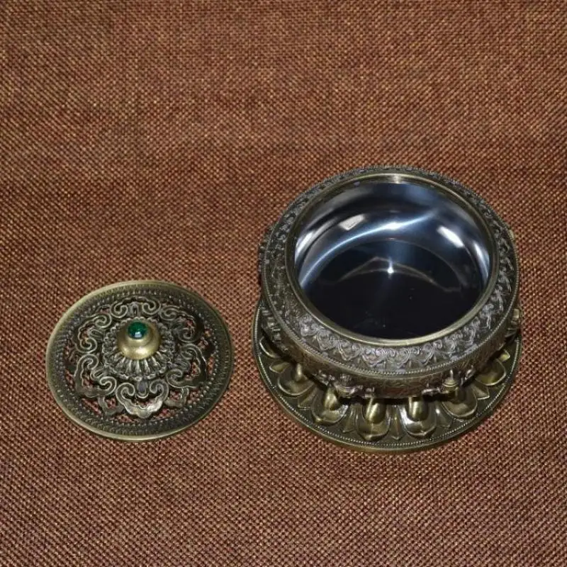 

Backflow Incense Lotus Flower Holder Chinese Buddha Alloy Incense Burner Handmade Censer For Buddhist Home Office Teahouse Decor