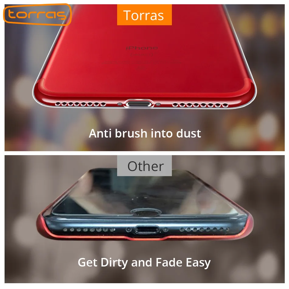 Torras для iPhone 7 Чехол прозрачный жесткий мобильного телефона чехлы 8 противоударный