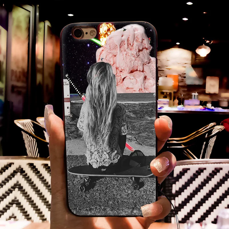 MaiYaCa Trippy Art эстетический Космос астронавт Чехлы для iPhone 7 черные чехлы для iPhone 8 7 6S Plus X 5s SE XR XS MAX Fundas Capa - Цвет: A7