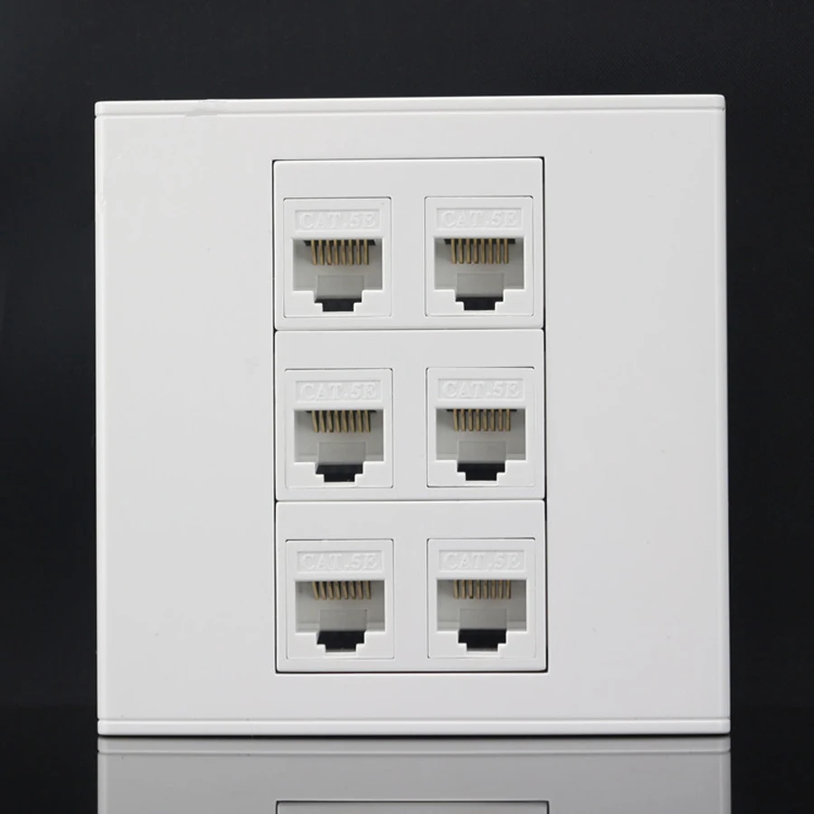 Xintylink rj45 гнездо модульный 6 портов cat5e cat6 Keystone настенная Лицевая панель без инструментов Белая настенная розетка панель 86 мм