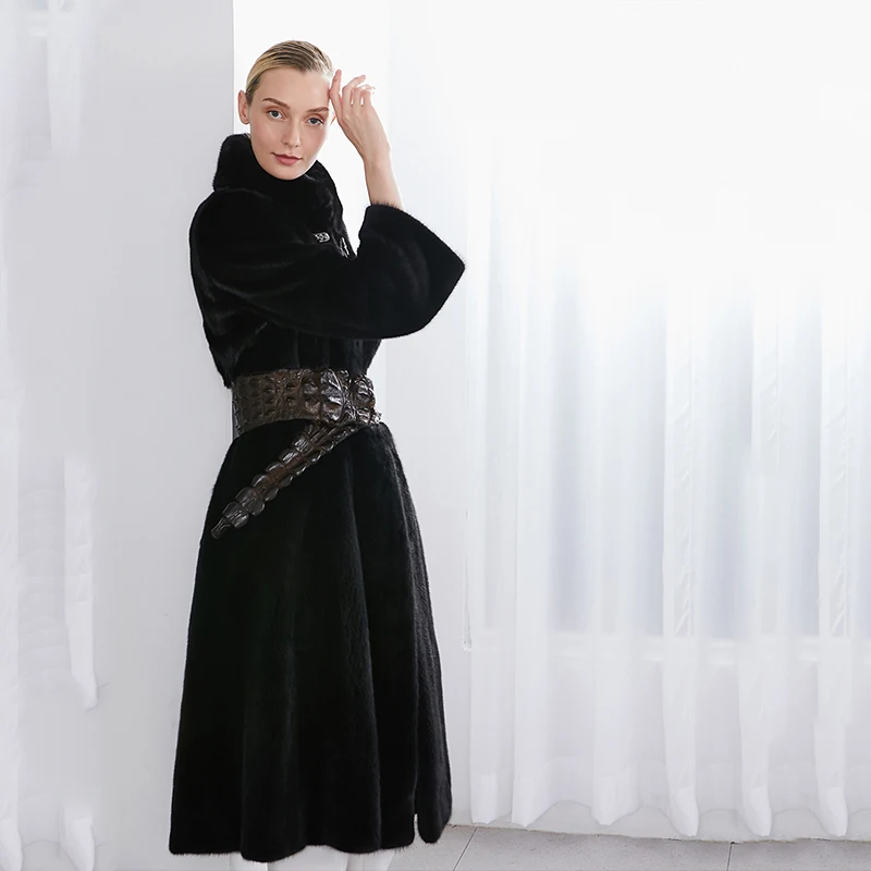 Новая зимняя Женская импортная бархатная норковая куртка Ftangaiur приталенные