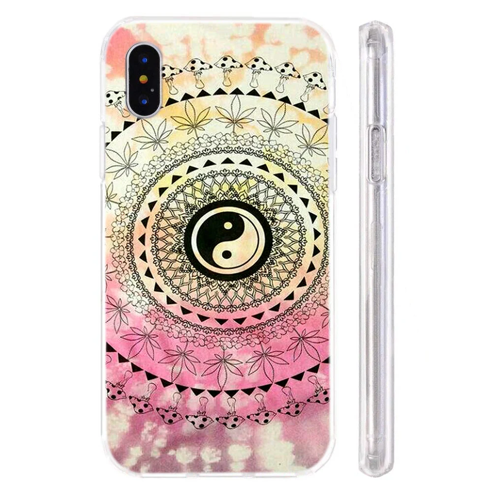 Мягкий чехол для iPhone X XS XR чехлы из ТПУ цветные серьги Henna Mandala цветочный узор Fundas 8 7
