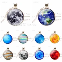 earth jupiter outer space sun necklace galaxy planet silver plate jewelry space pendant men women fashion accessories gift