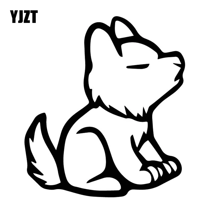 

YJZT 12.9CM*14.5CM A Sitting Wolf Cartoon Vinyl Decal Accessories Car Window Car Sticker Black/Silver C4-1062