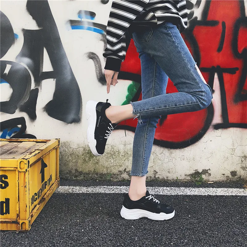 Women Old Sneakers 2019 New Spring Autumn Net Red Korean Version of Harajuku Style Wild Mesh Casual Shoes Female | Обувь