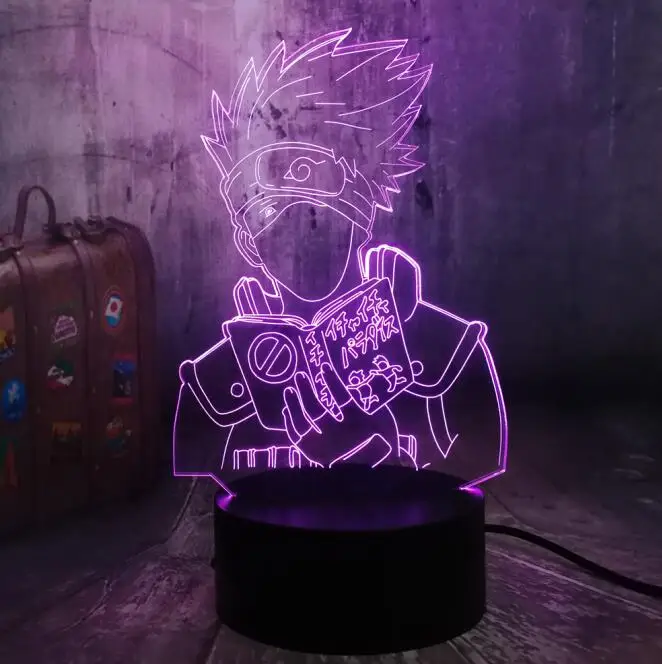 Kakashi 1 Naruto Anime Hatake Kakashi Uzumaki 3D LED Night Light USB Table Sleep Lamp Home Decor Child Boy Kid Toys Holiday Christmas Gift - Emitting Color: Kakashi 1