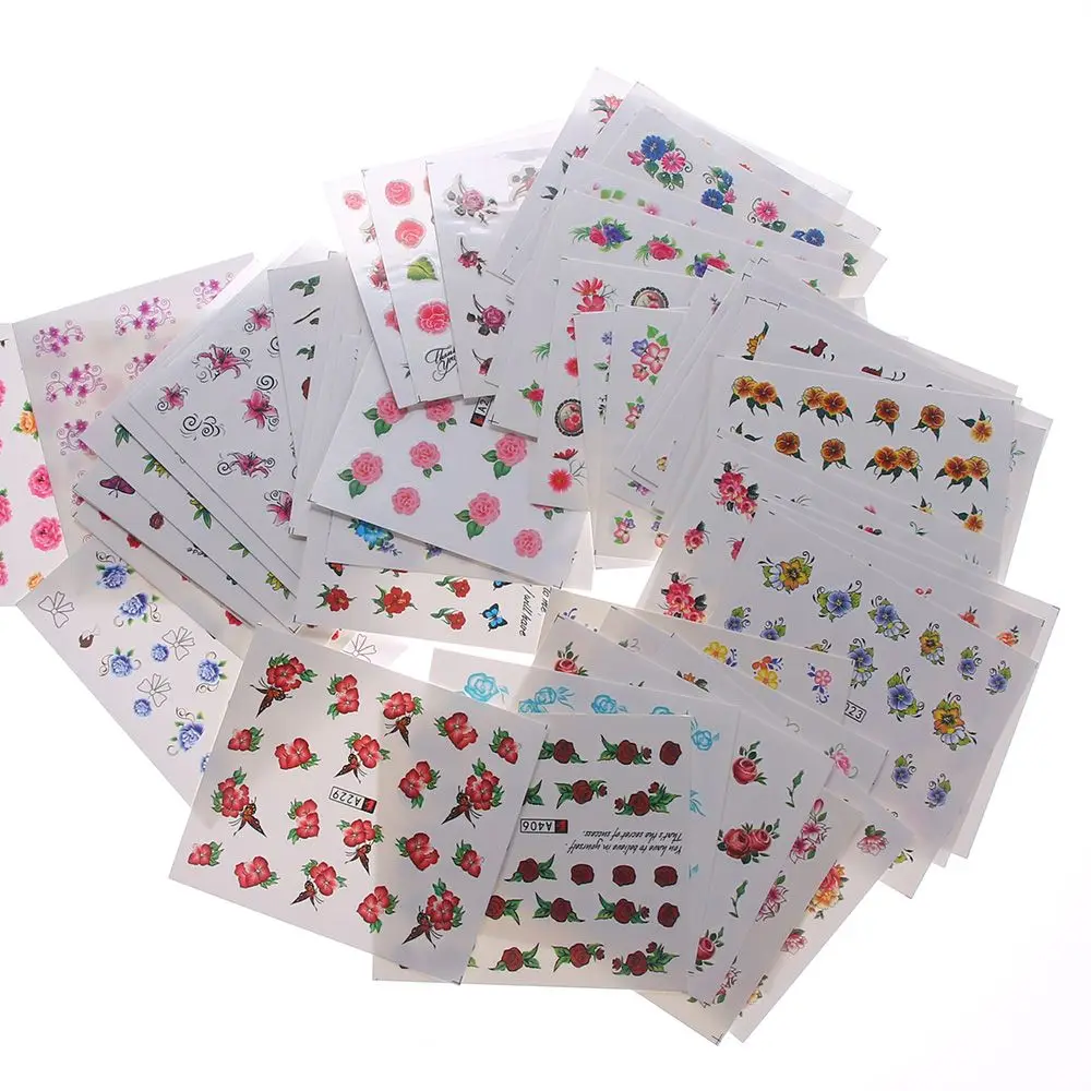 

50 Style Mixed Flower Water Transfer Sticker Nail Art Decal DIY Nail Art Tools Accessories