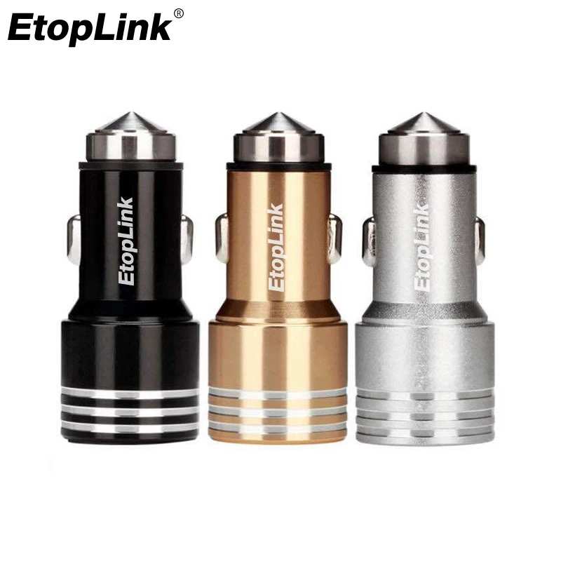 EtopLink автомобильное зарядное устройство из алюминиевого сплава с двумя USB-портами