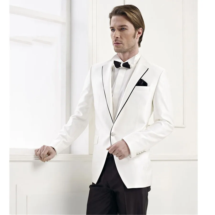 2017 на заказ хит продаж мужской белый костюм Свадебный смокинг жениха для мужчин