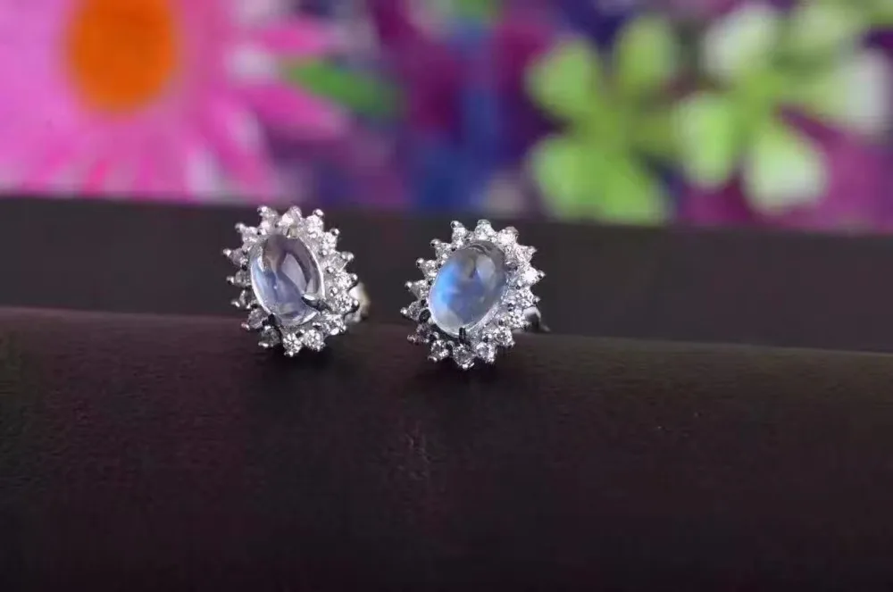 Uloveido овальные серьги гвоздики с лунным камнем для женщин свадебные украшения из