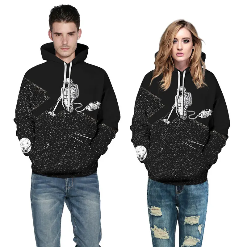 High Quality Funny Fashion Hoodies Men/Women 3D Sweatshirts Print Astronaut Vacuum Cleaner Thin Hooded Hoody Tops | Мужская одежда