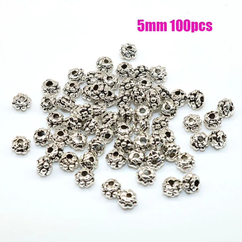 

5MM 100pcs Silver plated lantern loose Beads Spacer Beads Tibetan Handmade Fit For charm Jewelry Making
