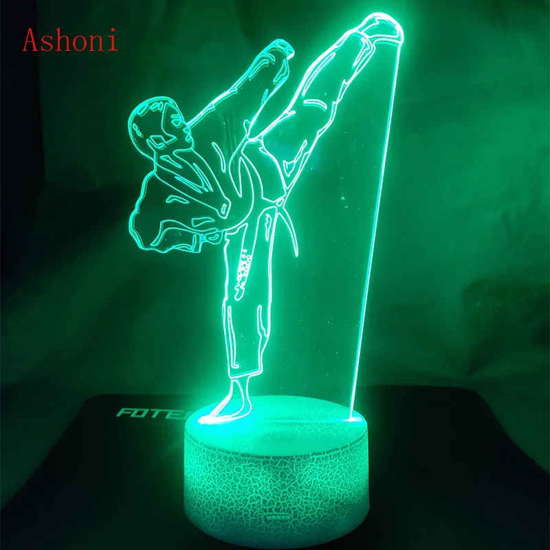 Креативная Настольная лампа для каратэ Shap USB 3D светодиодный ночник тхэквондо