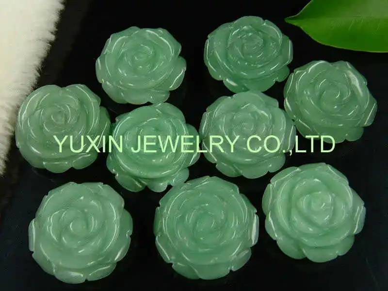 

5pcs/lot Natural Green Aventurine Carved Rose Pendant Gem-Stone Flower Pendant Figurine Lucky Jewelry for Girl Gift RP05#