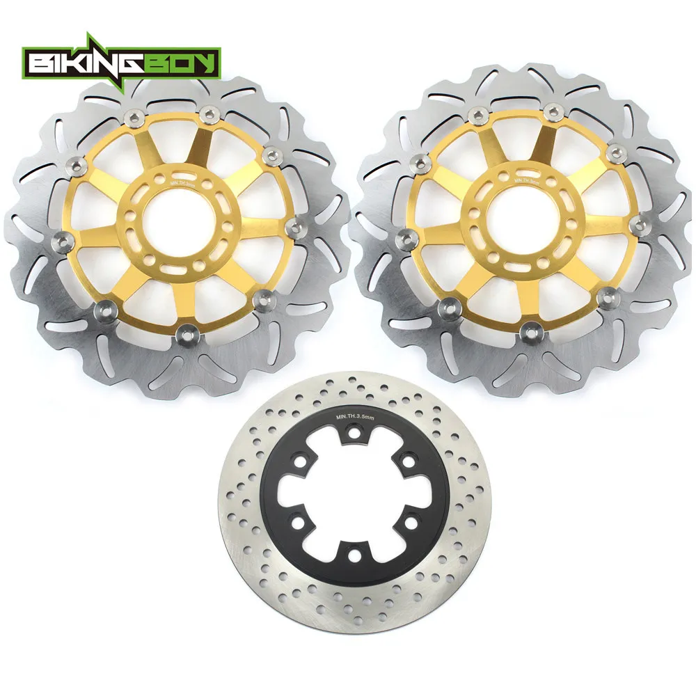 Wave Gold BIKINGBOY для Hyosung GT 250 2004-2012 GT 250 R 06-12 GT650/R Sport 04-12 GT650S 05-12 07 Передние Задние тормозные диски роторы диски - Цвет: Wave Gold