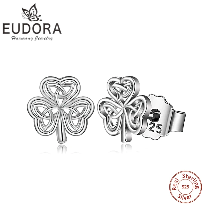Серьги Eudora 925 пробы Серебряный кельтический узел серьги-гвоздики элегантные