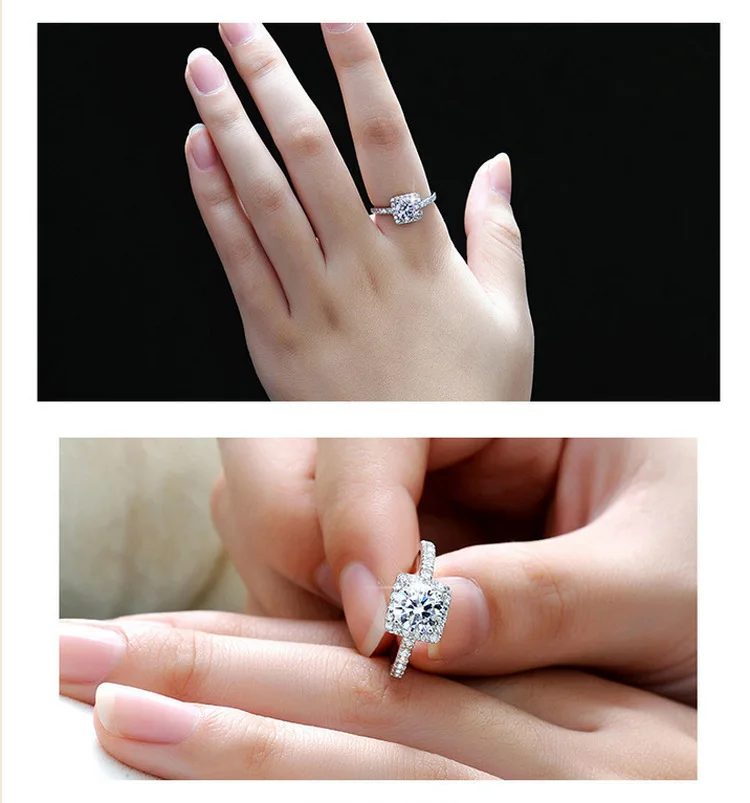 

Luxury Wedding Band Jewelry Romantic Rhinestone Crystal White Gold Rose Gold Color Rings for Women Fancy Dress Party Ring