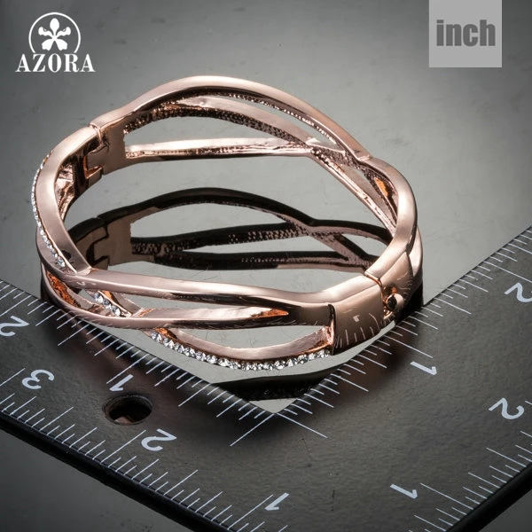 Браслет из австрийского хрусталя Stellux TB0063 цвет розового золота|bangle bracelet|pave bangle
