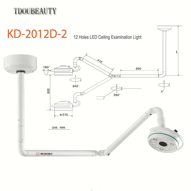 Universal Voltage Upgraded KD-2012D-236W Ceiling Mounted LED Surgical Medical Exam Light Shadowless Lamp Beauty Hospital Light