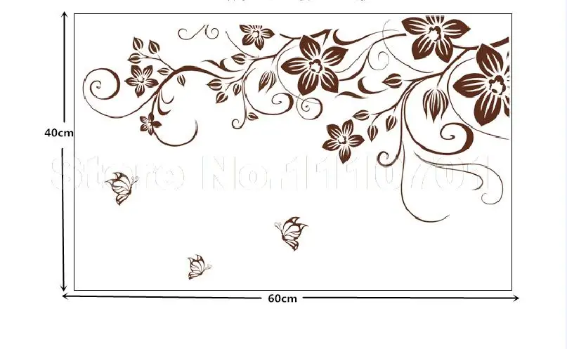 Коричневый с цветочной DIY виниловые Наклейки на стену Дизайн и декор Книги по