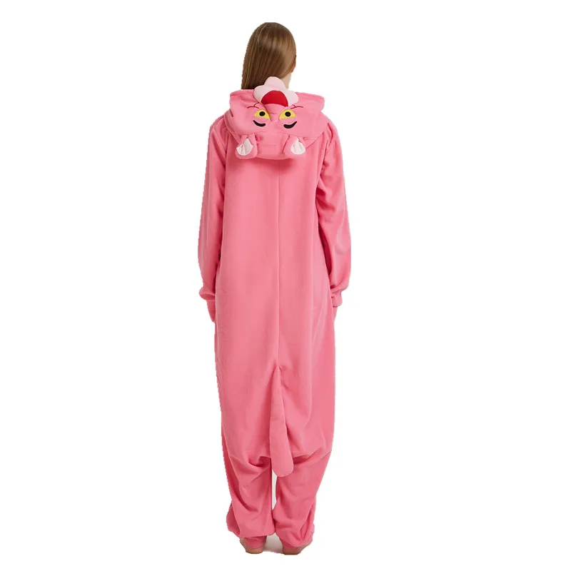 Флисовые Кигуруми для взрослых розовый костюм косплея Пантеры Мультяшные