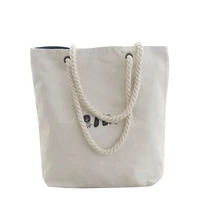 cheap wholesale canvas rope handle beach bag tote shopping bag cotton canvas bag