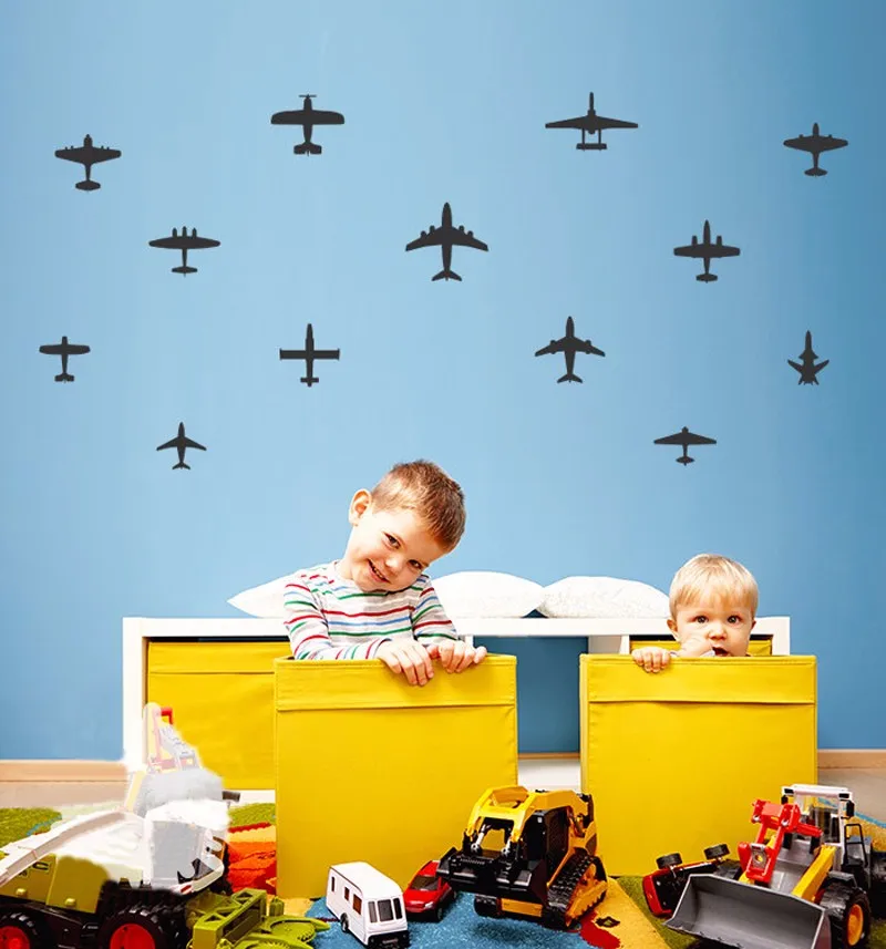 13pcs/set Airplane Wall Decal Sticker Boys Room Decor Kids Decals Nursery Art Home Free Shipping | Дом и сад